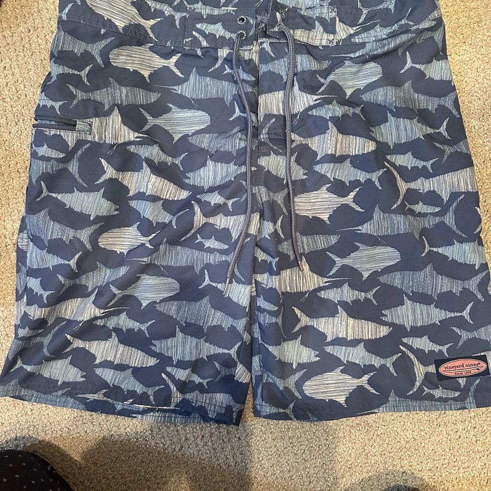 Vineyard Vines Blue Patterned Swim Trunks